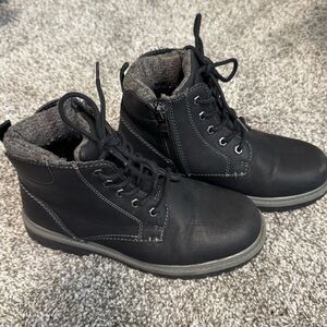 Kids Black Lace-Up Boots